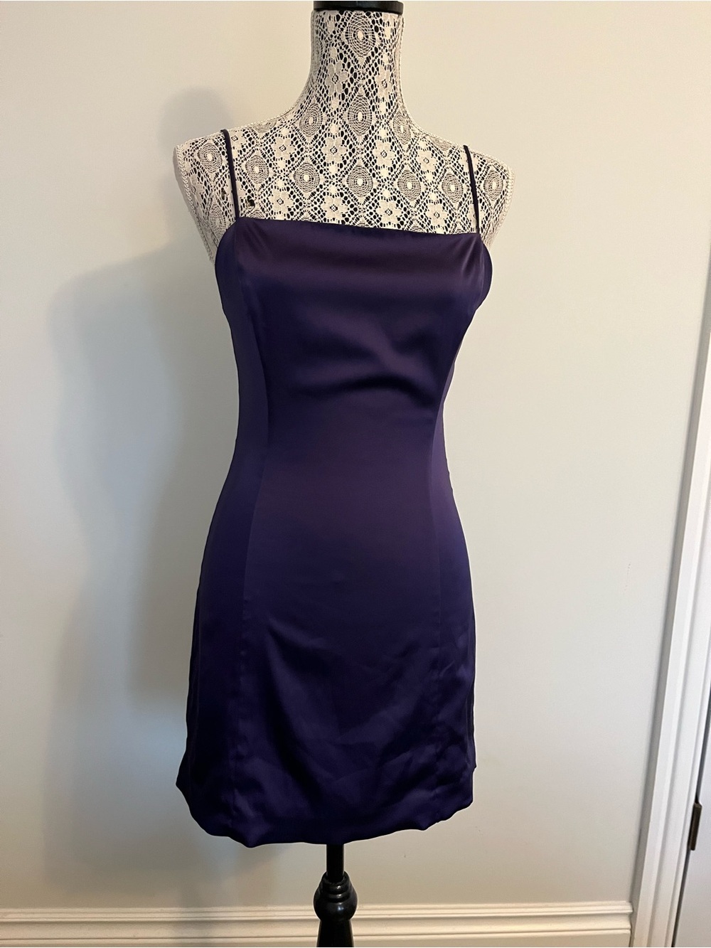 Aritzia Sunday Best Satin Spaghetti-Strap Dress in Plum